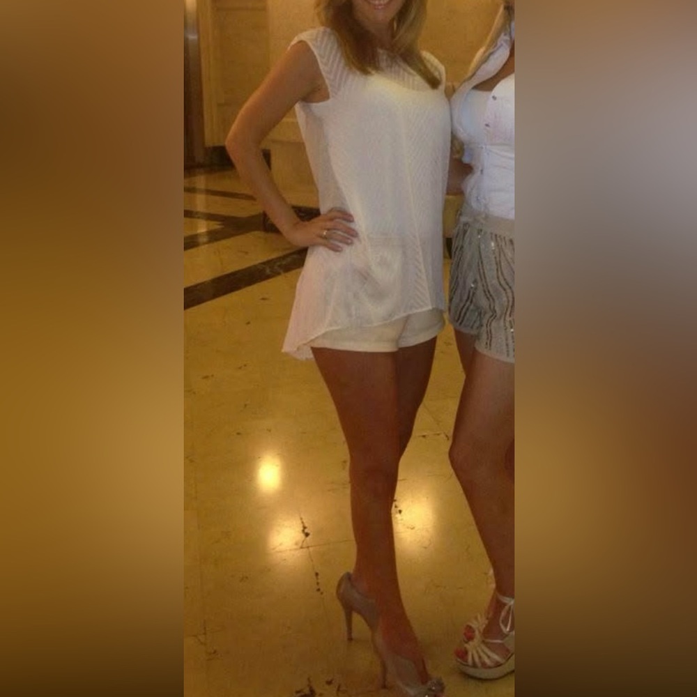 Tylie Cream top and Cream Leather Shorts